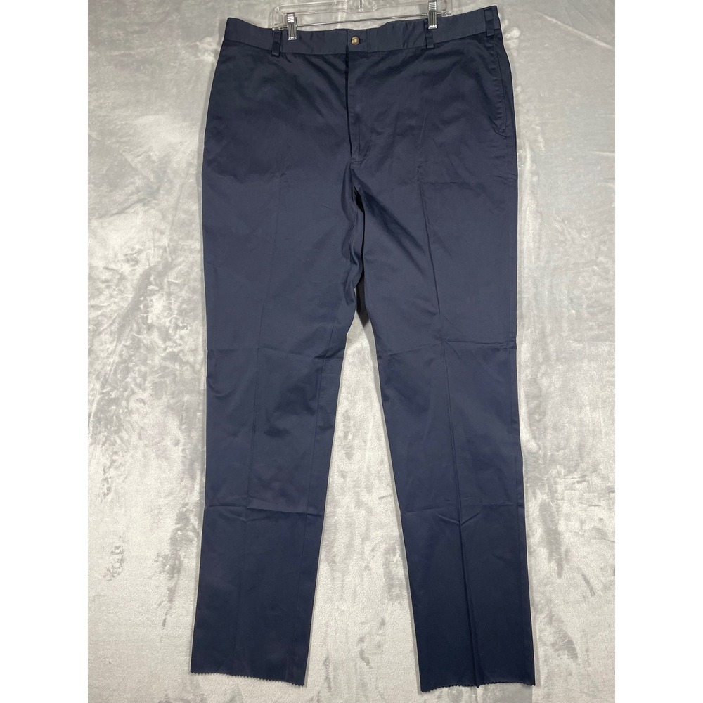 Franks Pants Men 44 Unfinished Hem Blue Standard Fit Cotton Chinos USA NEW